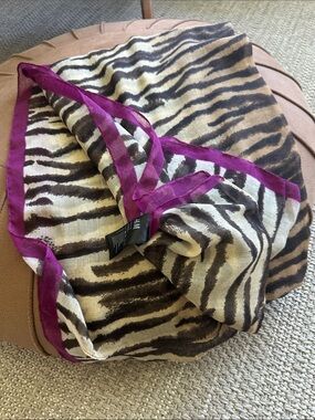H&M Zebra-Print Scarf with Purple Trim